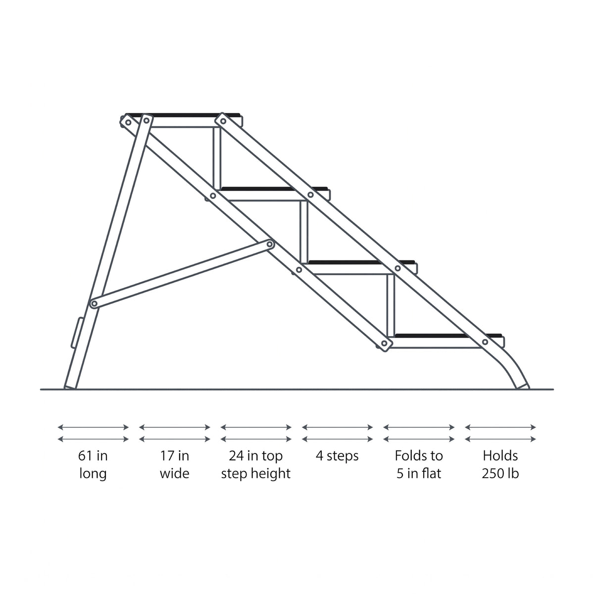Scree Folding Aluminum Dog Stairs for Large Dogs, 4 Steps, 250 lb — view 5