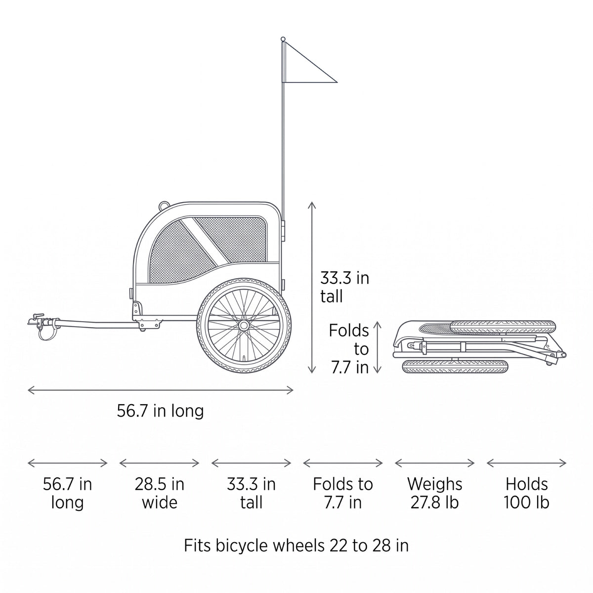 Wayfarer Dog Bike Trailer for Large Dogs, Rated to 100 lb, Walk-In Both Ends — view 5