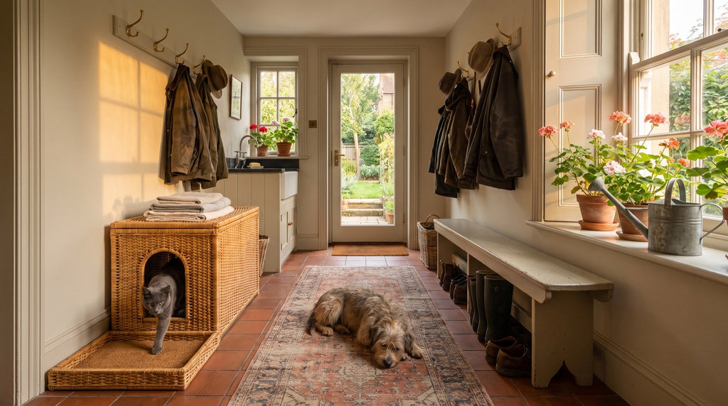 Wicker Rattan Litter Box Enclosure with Flip-Top Lid and Tall Doorway — view 6